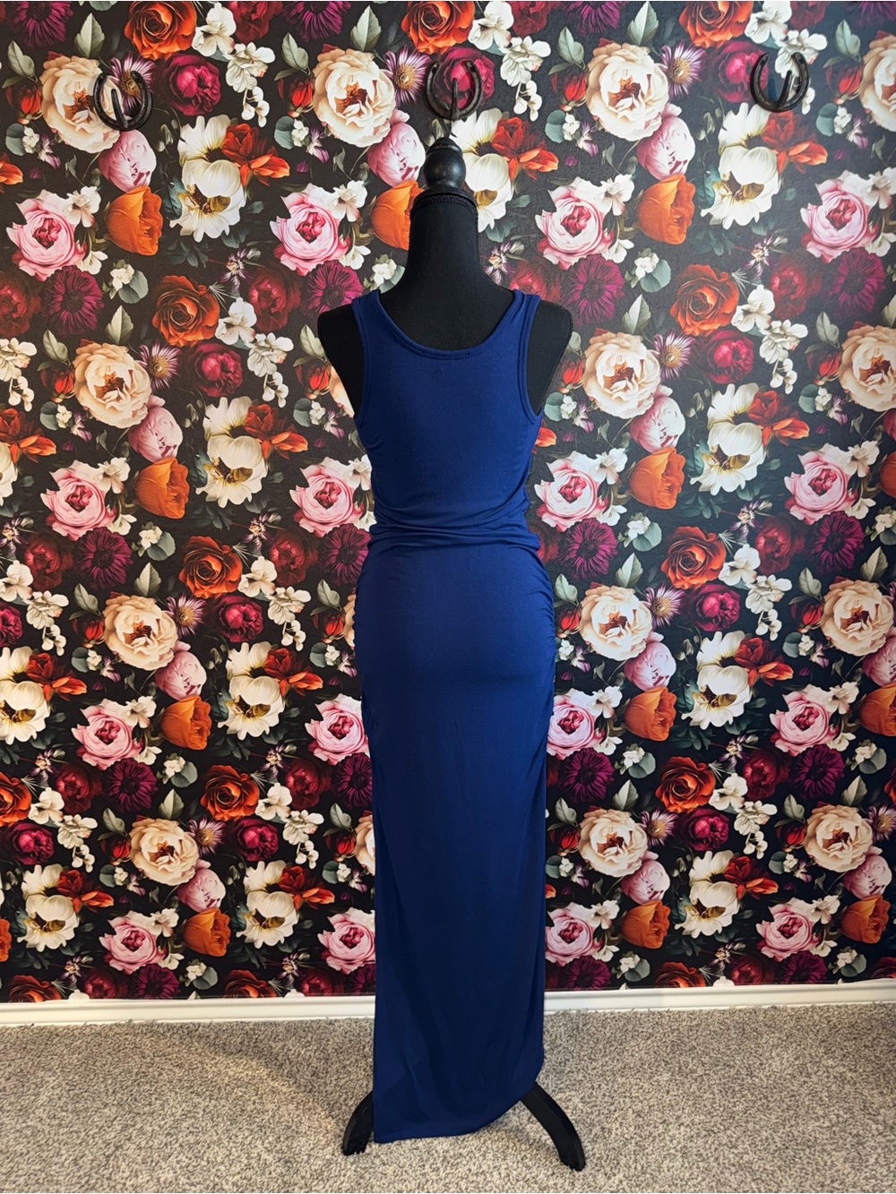 Victoria's Secret Royal Blue Sleeveless Maxi Dress w/ Ruching & Slit, S, Short - Picture 3 of 13